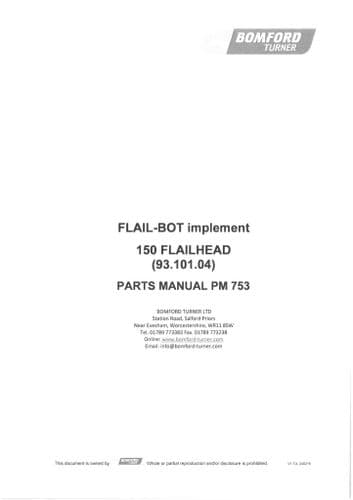 Bomford Flailbot Flailhead 150 Parts Manual