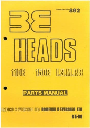 Bomford Heads 1108 1508 I.S.M.P.8 Parts Manual - ISMP8