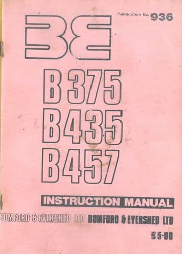 Bomford Hedgetrimmer B375 B435 B457 Operators Manual - B 375 435 457