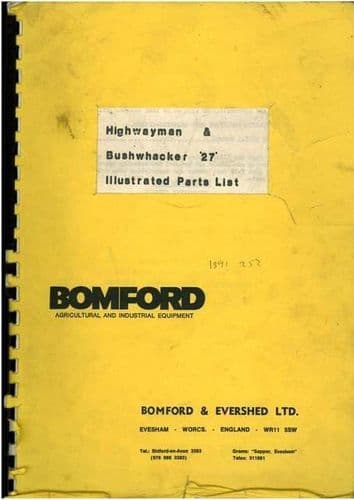 Bomford Hedgetrimmer Highwayman & Bushwacker 27 Parts Manual