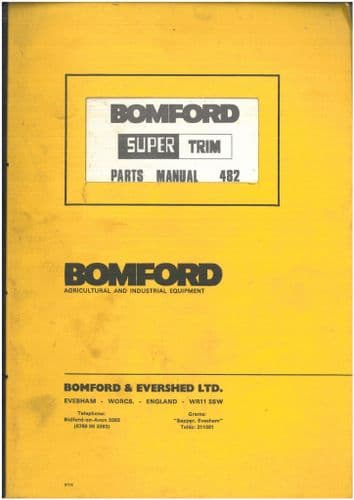 Bomford Hedgetrimmer Super Trim 482 Parts Manual