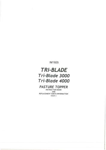 Bomford Pasture Topper Tri Blade 3000 & 4000 Operators and Parts Manual