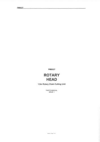 Bomford Rotary Head 1.5m Rotary Chain Cutting Unit Parts Manual