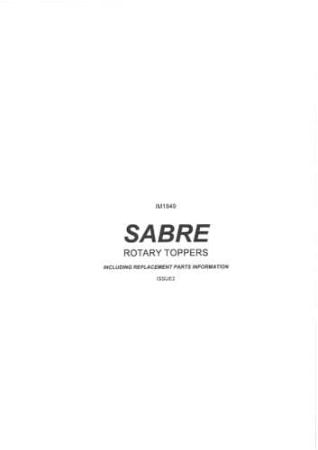 Bomford Rotary Topper Sabre Parts Manual