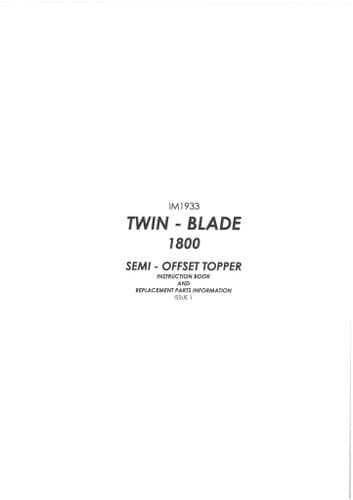 Bomford Semi-Offset Topper Twin Blade 1800 Operators and Parts Manual