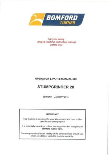 Bomford Stumpgrinder 20 Operators and Parts Manual