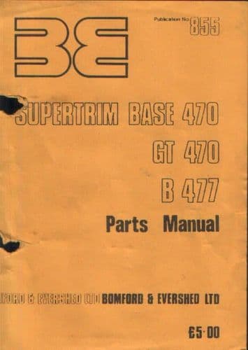 Bomford Supertrim Base 470, GT470, B477 Hedgetrimmer Parts Manual