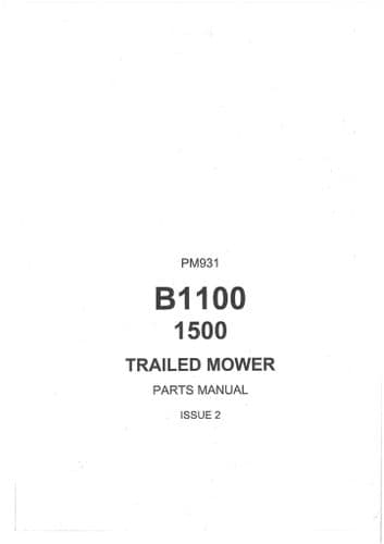 Bomford Trailed Mower B1100 B1500 Parts Manual
