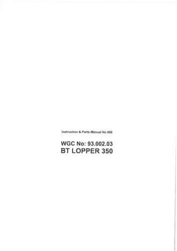Bomford Tree Lopper BT 350 Operators and Parts Manual
