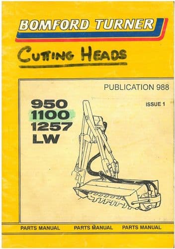 Bomford Turner 950 1100 1257 LW Hedgetrimmer Cutting Heads Parts Manual