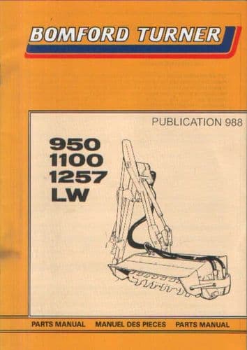 Bomford Turner 950 1100 1257 LW Hedgetrimmer Parts Manual