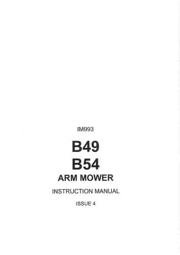 Bomford Turner Arm Mower B49 B54 Operators Manual