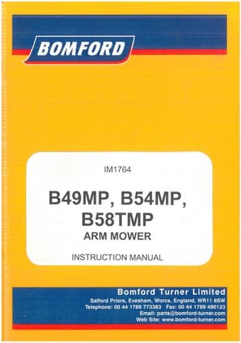 Bomford Turner Arm Mower B49MP, B54MP B58TMP Operators Manual - ORIGINAL