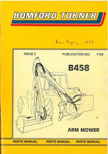 Bomford Turner B458 Hedgetrimmer Parts Manual