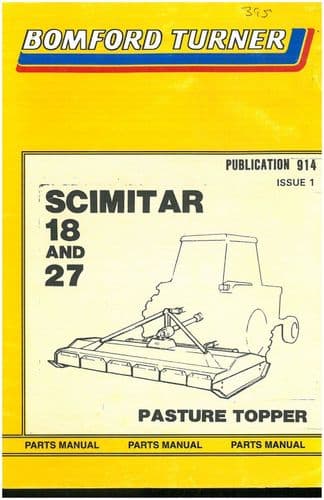 Bomford Turner Pasture Topper Scimitar 18&27 Parts Manual