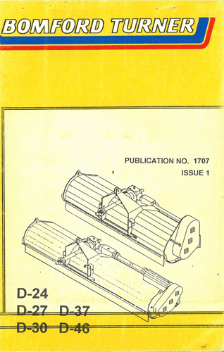 Bomford Turner Top Mower D24 D27 D30 D37 D46 Parts Manual - D-24 D-27 D-30 D-37 D-46