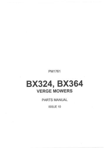 Bomford Verge Mower BX324 BX364 Parts Manual