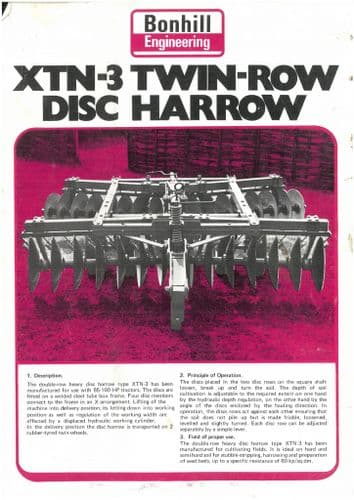 Bonhill Disc Harrows XTN-3 Twin-Row Brochure