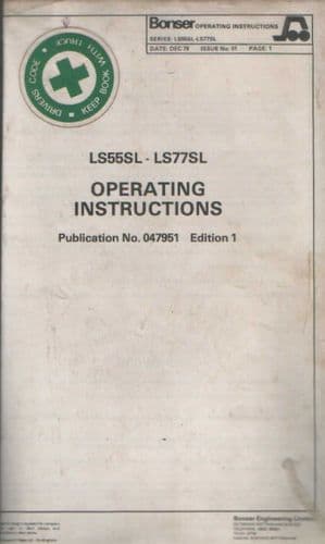 Bonser Forklift Truck LS55SL & LS77SL Operators Manual