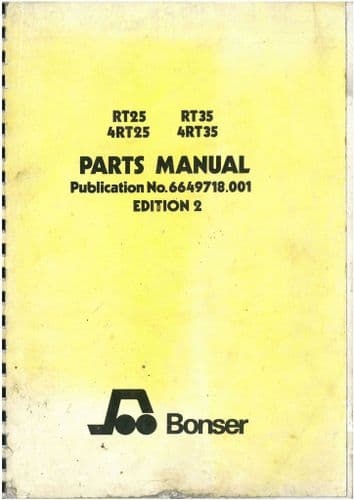 Bonser Forklift Truck RT25, RT35, 4RT25 & 4RT35 Parts Manual