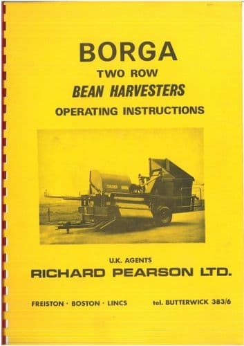 Borga Two Row Bean Harvester Operators Manual