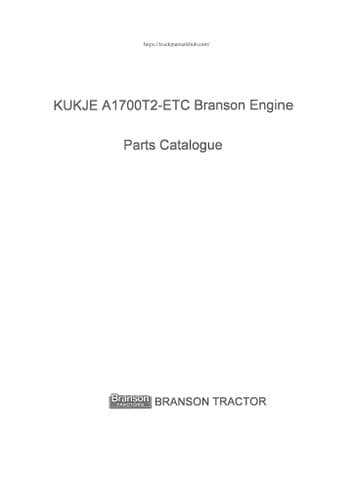 Branson Tractor Engine Kukje A1700T2-ETC Parts Manual