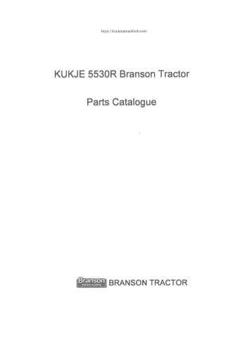 Branson Tractor Kukje 5530R Parts Manual