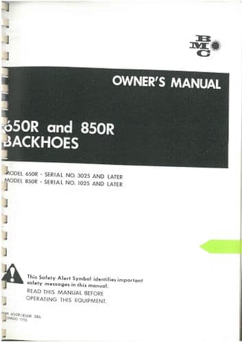 Brantley Mfg Co/Kubota Backhoe 650R & 850R Operators Manual