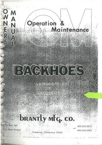 Brantley Mfg Co/Kubota Backhoe LD6 & MD8 Operators Manual