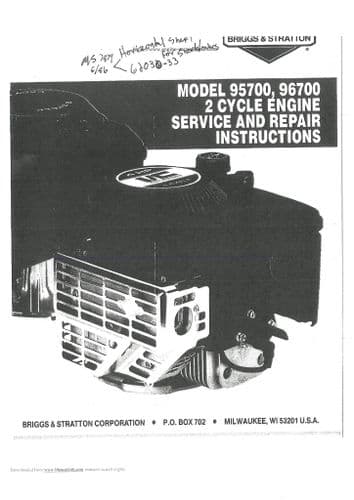 Briggs and Stratton 2 Cycle Engine Model 95700 & 96700 Workshop Service Manual