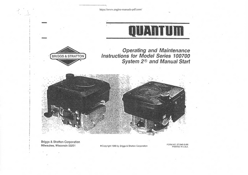 Briggs and Stratton System 2 and Manual Start Quantum 100700 Operators Manual