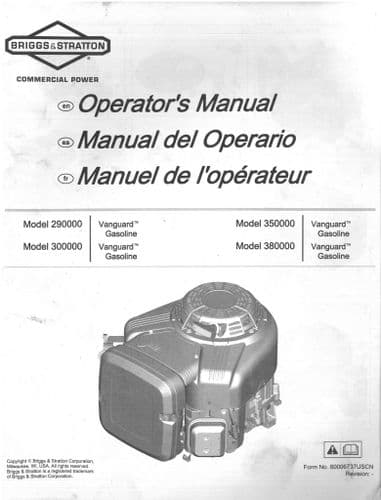 Briggs & Stratton Engine 290000 300000 350000 380000 Operators Manual
