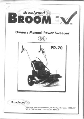 Broadwood Broomex Power Sweeper PR-70 Operators Manual