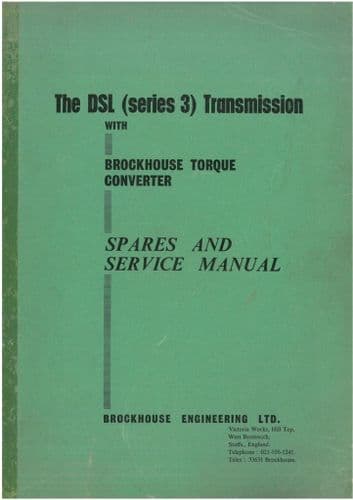 Brockhouse DSL (Series 3) Transmission with Torque Converter  Workshop Manual - REPRODUCTION