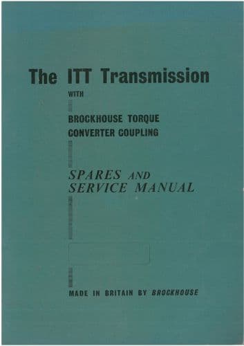 Brockhouse ITT Transmission with Torque Converter Coupling Workshop Service & Parts Manual