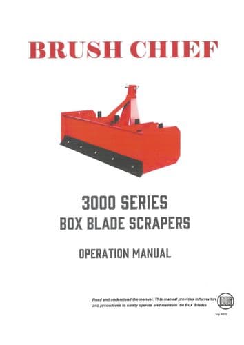 Brush Chief Box Blade Scraper 3104 3105 3106 3107 3108 Operators Manual