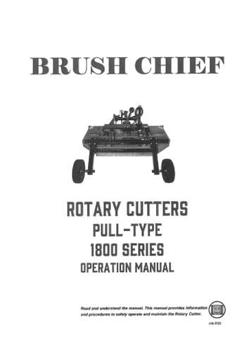 Brush Chief Rotary Cutter Pull Type 1808P 1810P Operators Manual