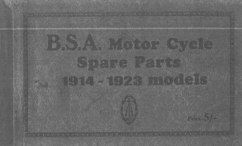 BSA Engine 1914 1915 1916 1917 1918 1919 1920 1921 1922 1923 Parts Manual