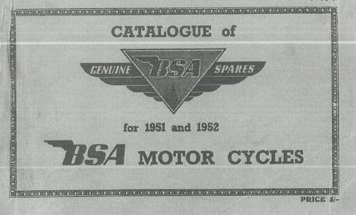 BSA Engine 1951 1952 Parts Manual