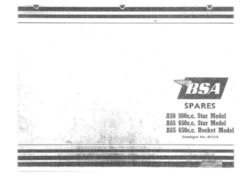 BSA Engine A50 A65 500cc 650cc Star & Rocket Parts Manual