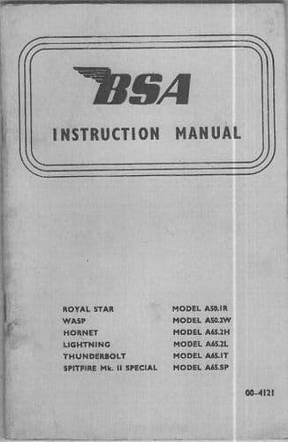 BSA Engine A50.1R A65.2L A50.2W A65.2SP A65.2H A65.1T  Wasp, Hornet, Lightening Operators Manual