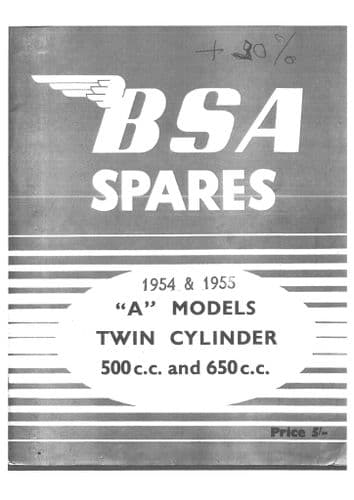 BSA Engine A7 OHVA10 Star Twin Shooting Star 500cc & 650cc Plunger Frame & Swinging Arm Parts Manual