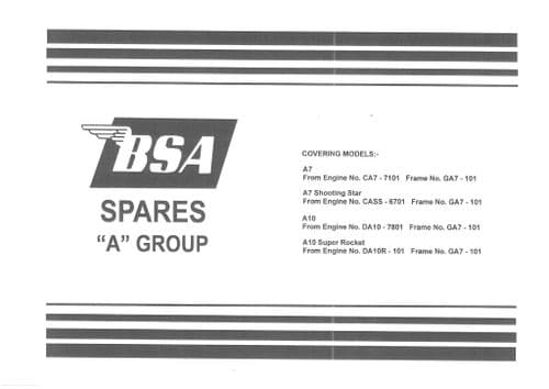 BSA Engine A7 & Shooting Star A10 & Super Rocket Parts Manual