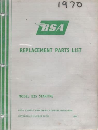 BSA Engine B25 Starfire Parts Manual