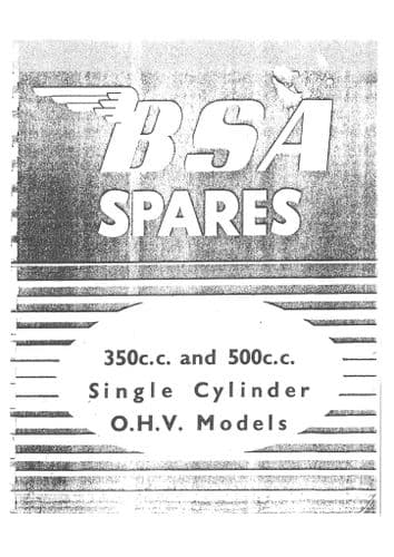 BSA Engine B31 B32 B33 B34 350cc & 500cc OHV Single Cylinder 1949 - 1953 Parts Manual