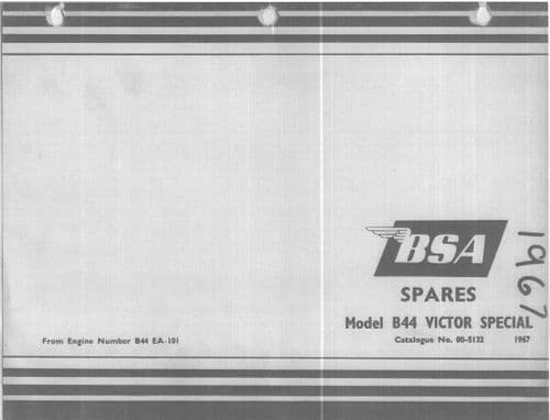 BSA Engine B44 Victor Special Parts Manual