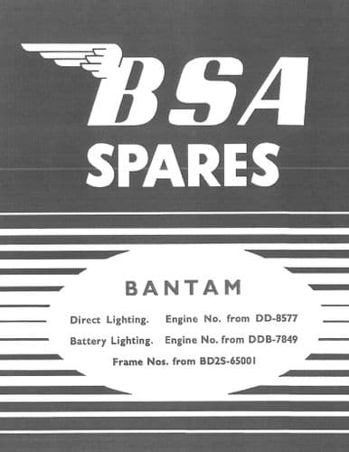 BSA Engine Bantam Parts Manual