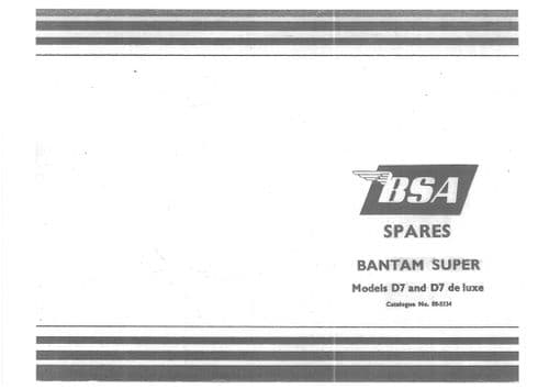 BSA Engine Bantam Super D7 & de luxe Parts Manual