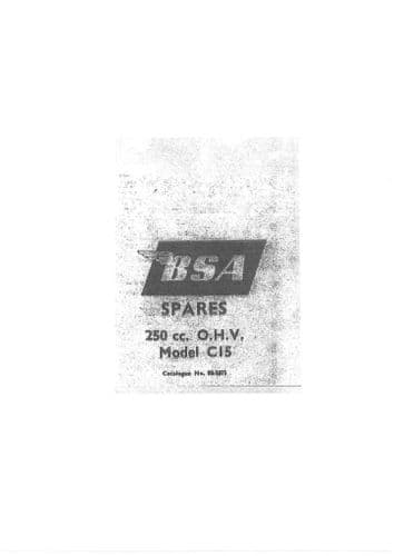 BSA Engine C15 OHV 250cc 1959-1963 Parts Manual