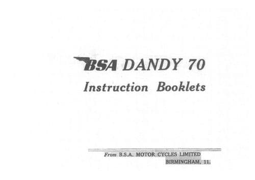 BSA Engine Dandy 70 Operators Manual